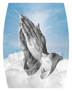 Praying Hands Blue Clouds